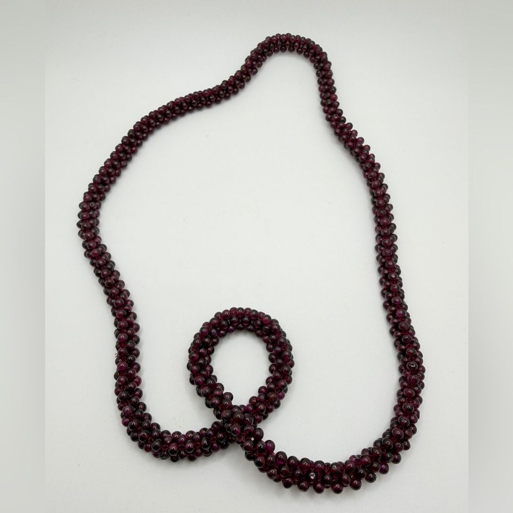 27" of all‎ woven GARNET 3.5mm beaded necklace!